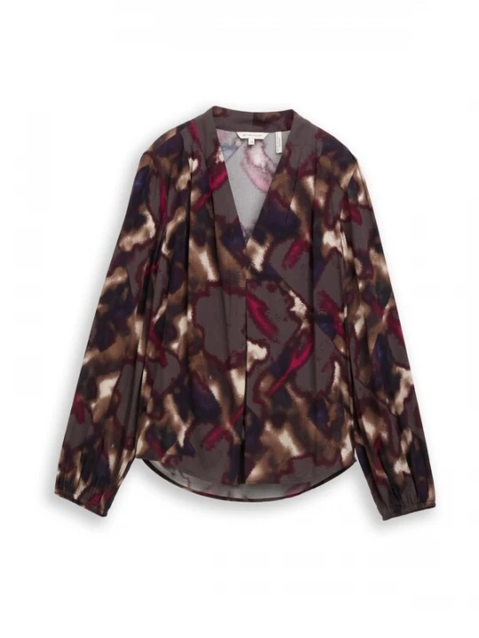 Foto van product TOM TAILOR Blouse bruin / donkerbruin / bessen / wit