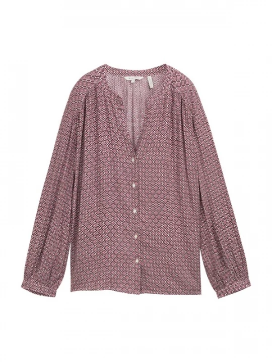 Foto van product TOM TAILOR Blouse lichtblauw / bourgogne / wijnrood / offwhite