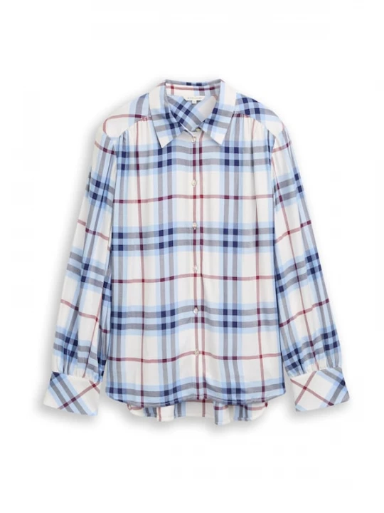 Foto van product TOM TAILOR Blouse navy / lichtblauw / robijnrood / offwhite