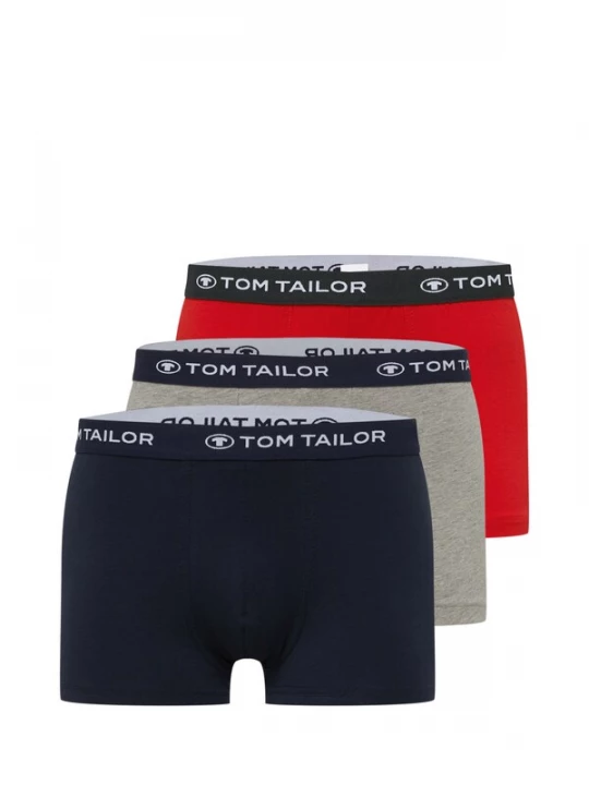Foto van product TOM TAILOR Boxershorts donkerblauw / grijs gemêleerd / rood / wit