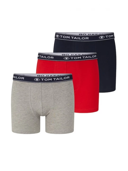 Foto van product TOM TAILOR Boxershorts donkerblauw / grijs gemêleerd / rood / wit