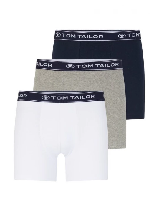 Foto van product TOM TAILOR Boxershorts donkerblauw / grijs gemêleerd / wit