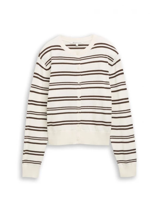 Foto van product TOM TAILOR DENIM Gebreid vest donkerbruin / offwhite