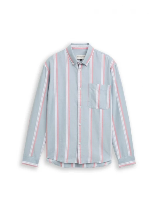 Foto van product TOM TAILOR DENIM Overhemd duifblauw / oudroze / wit