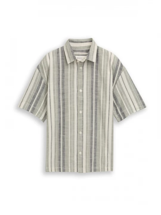 Foto van product TOM TAILOR DENIM Overhemd lichtbeige / smoky blue / blauw gemêleerd