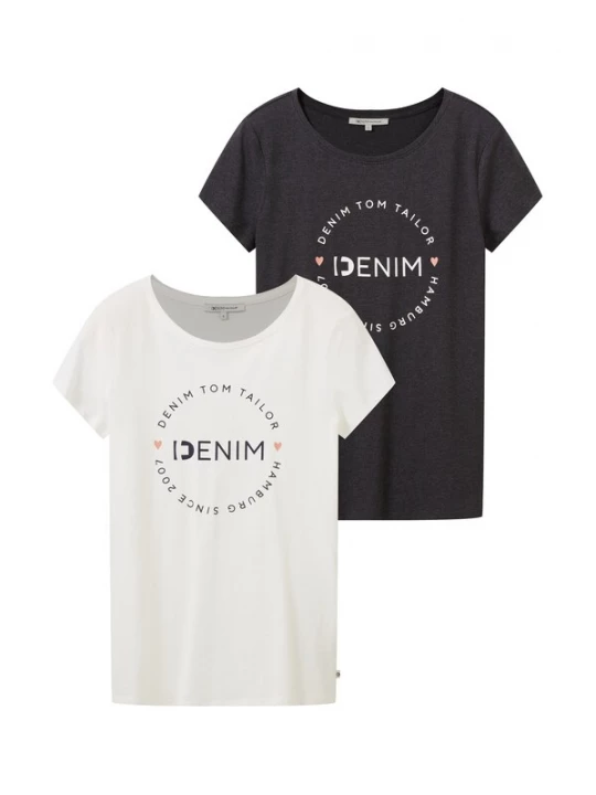 Foto van product TOM TAILOR DENIM Shirt antraciet / abrikoos / natuurwit