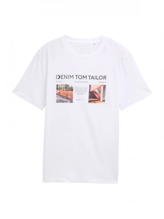 Foto van product TOM TAILOR DENIM Shirt beige / donkeroranje / zwart / wit