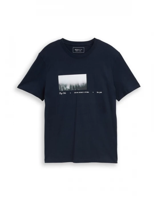 Foto van product TOM TAILOR DENIM Shirt donkerblauw / antraciet / offwhite