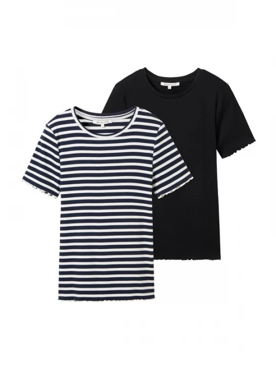 Foto van product TOM TAILOR DENIM Shirt donkerblauw / wit