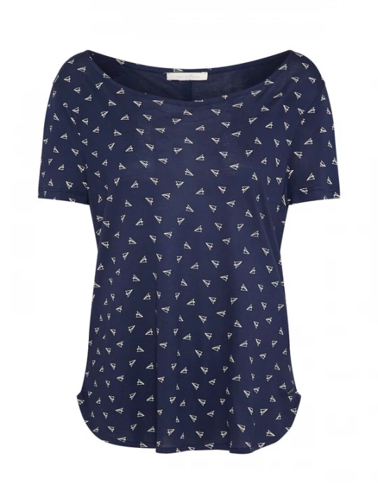 Foto van product TOM TAILOR DENIM Shirt 'Fluent Print' donkerblauw / wit