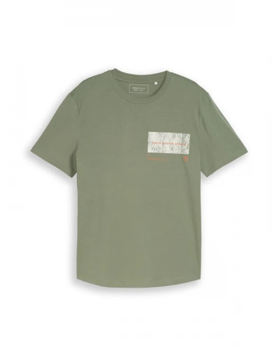 Foto van product TOM TAILOR DENIM Shirt olijfgroen / oranjerood / offwhite