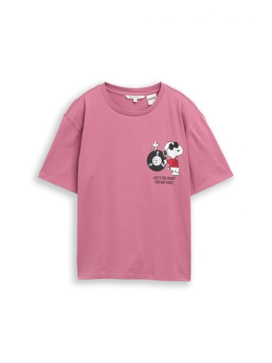Foto van product TOM TAILOR DENIM Shirt 'Peanuts' pink / zwart / wit