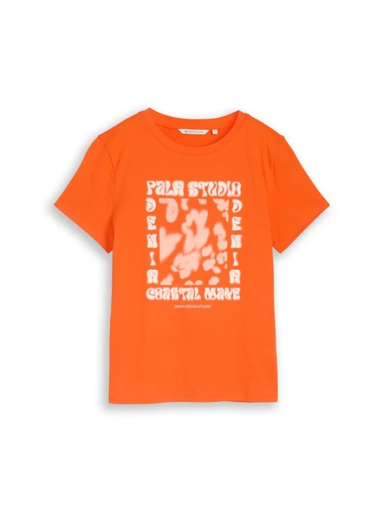 Foto van product TOM TAILOR DENIM Shirt perzik / neonoranje / wit