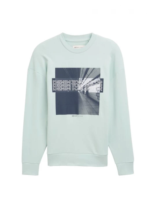 Foto van product TOM TAILOR DENIM Sweatshirt blauw / mintgroen