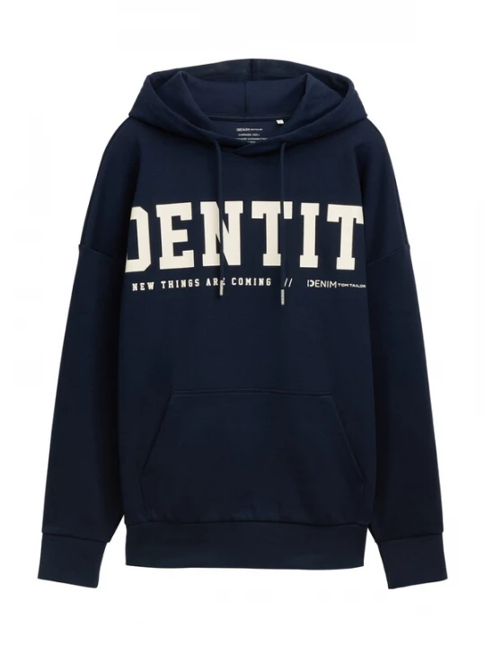 Foto van product TOM TAILOR DENIM Sweatshirt donkerblauw / wit