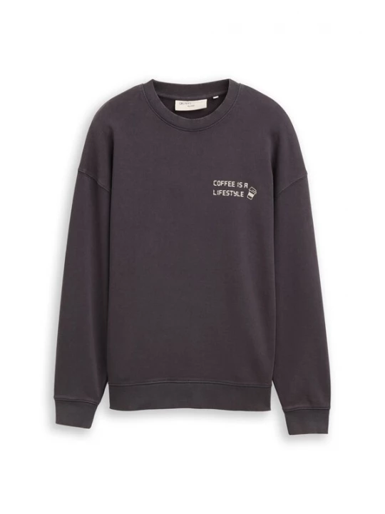 Foto van product TOM TAILOR DENIM Sweatshirt donkergrijs / wit