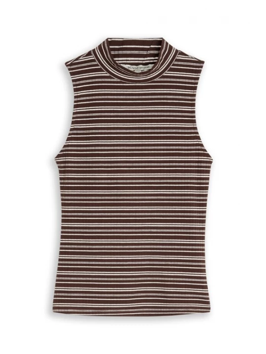 Foto van product TOM TAILOR DENIM Top chocoladebruin / wit