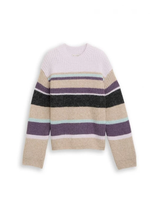 Foto van product TOM TAILOR DENIM Trui beige / lila / rosa / zwart