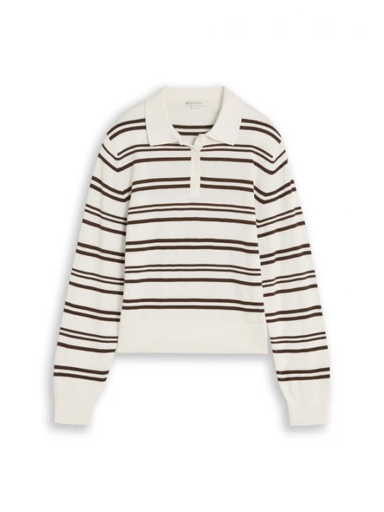 Foto van product TOM TAILOR DENIM Trui chocoladebruin / offwhite