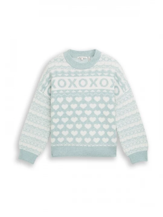 Foto van product TOM TAILOR DENIM Trui mintgroen / wit