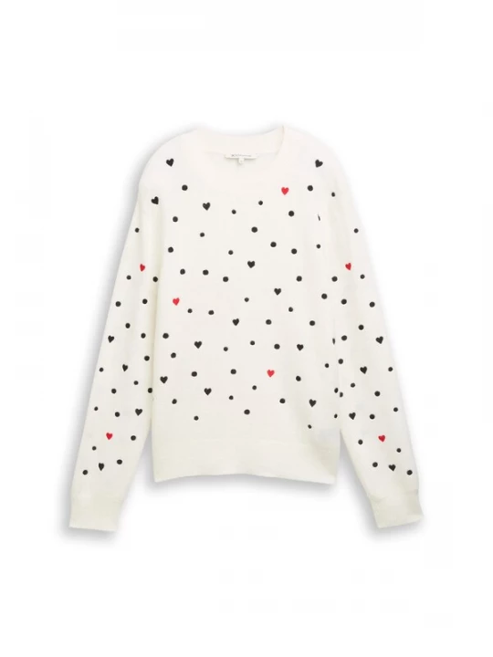 Foto van product TOM TAILOR DENIM Trui rood / zwart / wit