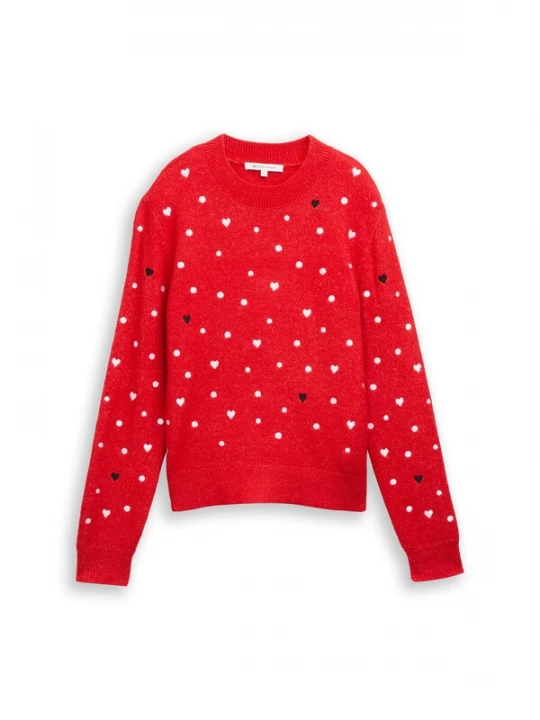 Foto van product TOM TAILOR DENIM Trui rood / zwart / wit