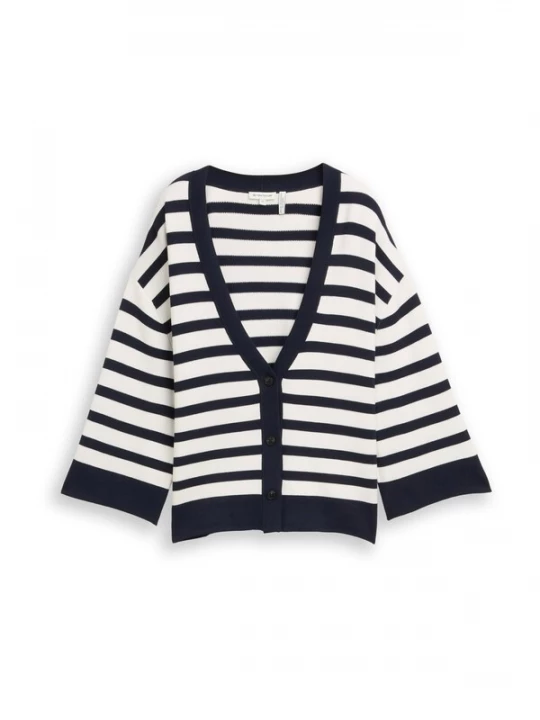 Foto van product TOM TAILOR Gebreid vest nachtblauw / wit