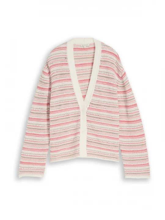 Foto van product TOM TAILOR Gebreid vest ombergrijs / rosa / wit
