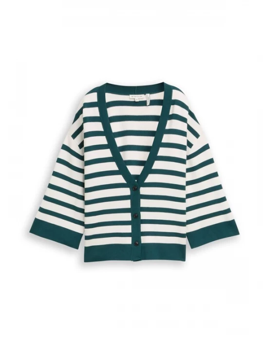 Foto van product TOM TAILOR Gebreid vest smaragd / wit