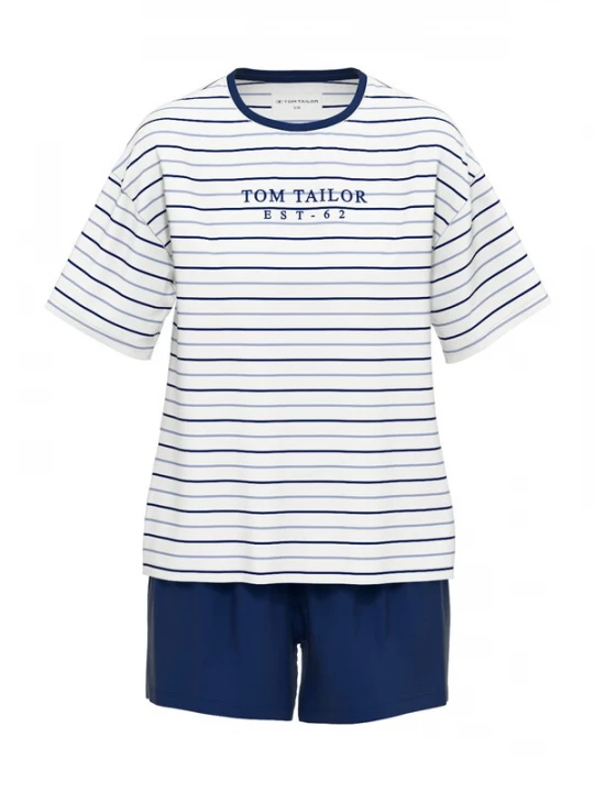 Foto van product TOM TAILOR Korte pyjama 'Charlotte' navy / saffier / wit