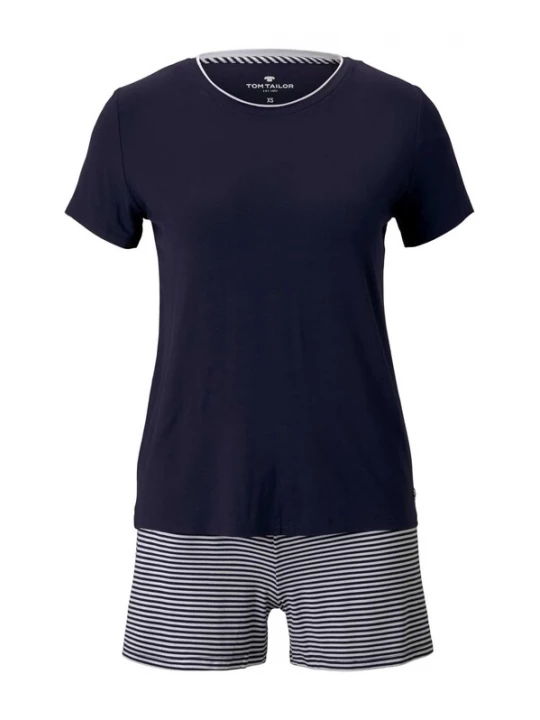Foto van product TOM TAILOR Korte pyjama donkerblauw / wit