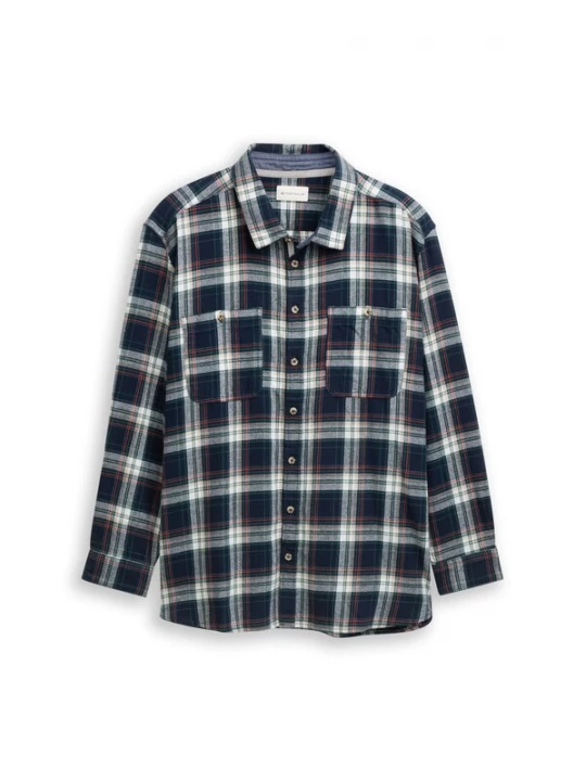 Foto van product TOM TAILOR Men + Overhemd navy / lichtgrijs / donkergroen / watermeloen rood