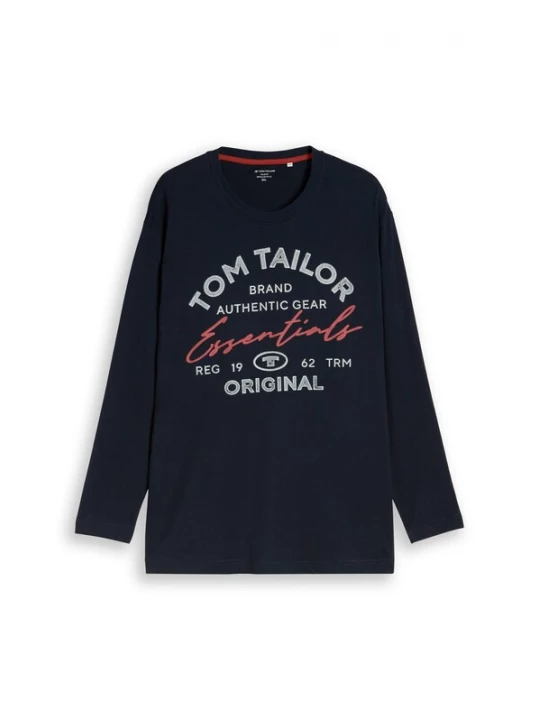 Foto van product TOM TAILOR Men + Shirt nachtblauw / lichtgrijs / lichtrood