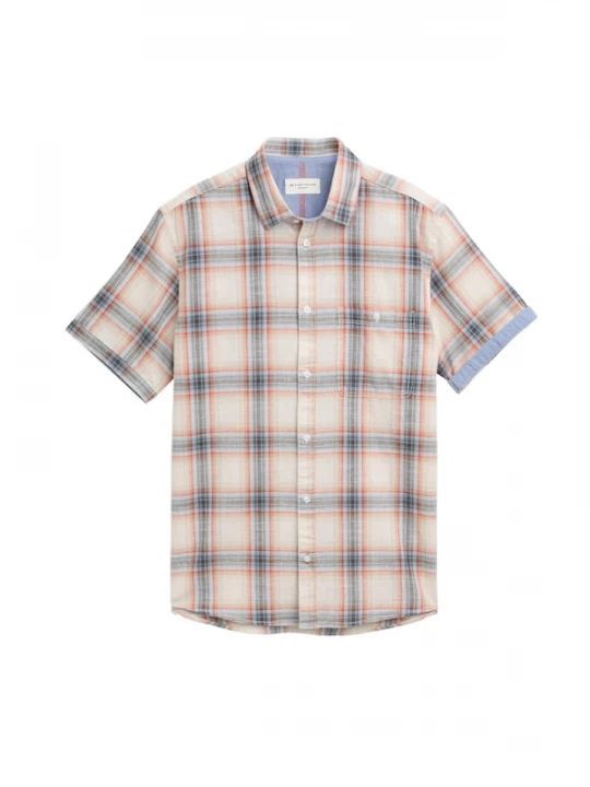 Foto van product TOM TAILOR Overhemd blauw denim / donkerbruin / rood / wolwit