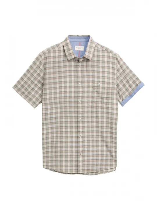Foto van product TOM TAILOR Overhemd blauw denim / olijfgroen / oranjerood / wolwit