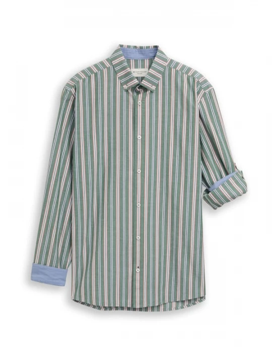 Foto van product TOM TAILOR Overhemd olijfgroen / watermeloen rood / zwart / wit