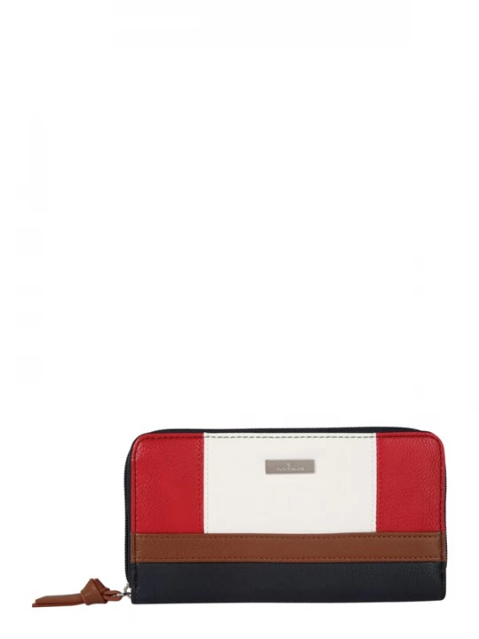 Foto van product TOM TAILOR Portemonnee 'Juna' donkerblauw / bruin / rood / wit