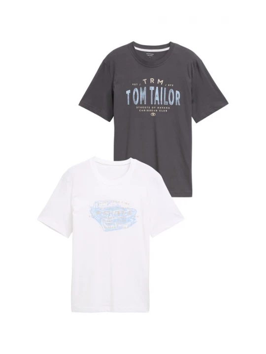 Foto van product TOM TAILOR Shirt beige / lichtblauw / antraciet / wit