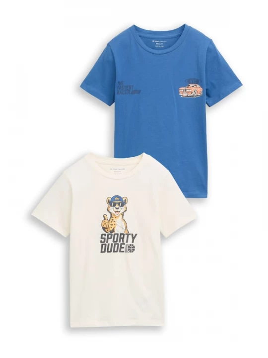 Foto van product TOM TAILOR Shirt blauw / oranje / zwart / wit