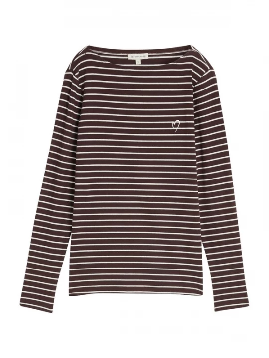 Foto van product TOM TAILOR Shirt chocoladebruin / wit
