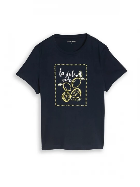 Foto van product TOM TAILOR Shirt donkerblauw / citroengeel / wit