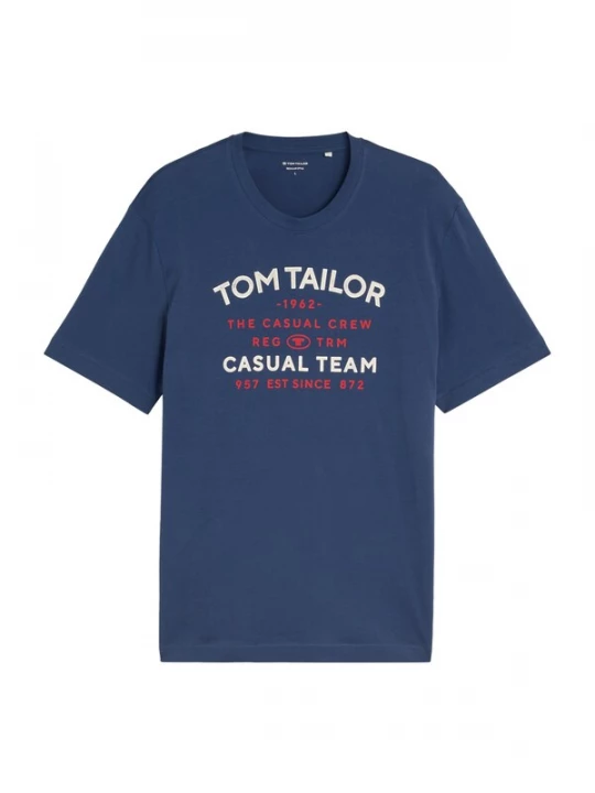 Foto van product TOM TAILOR Shirt donkerblauw / neonrood / offwhite