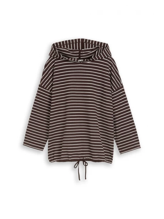Foto van product TOM TAILOR Shirt donkerbruin / wit