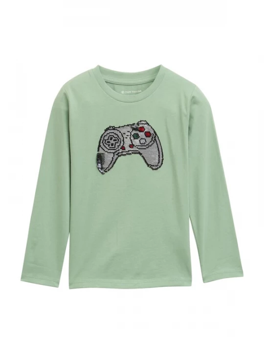 Foto van product TOM TAILOR Shirt grijs / groen / vuurrood / zwart