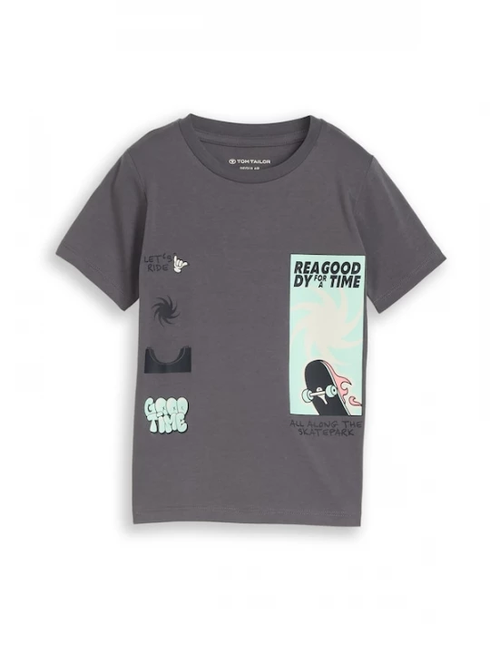 Foto van product TOM TAILOR Shirt grijs / pastelgroen / zwart