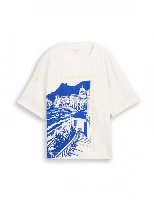 Foto van product TOM TAILOR Shirt kobaltblauw / geel / wit
