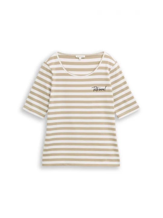Foto van product TOM TAILOR Shirt lichtbeige / donkerbeige / zwart