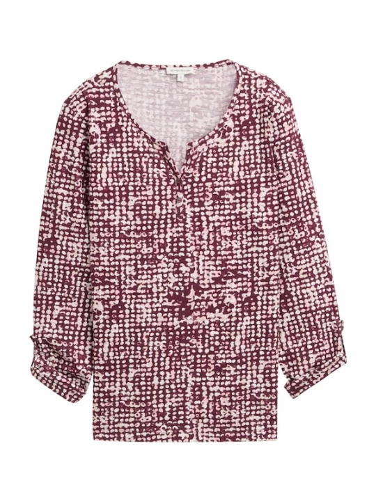 Foto van product TOM TAILOR Shirt lichtbeige / donkerrood / wit
