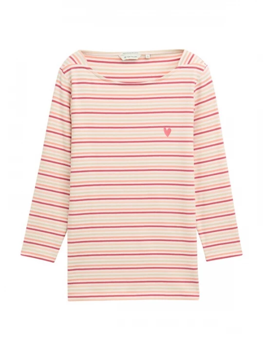 Foto van product TOM TAILOR Shirt lichtbeige / rosé / bordeaux / wit