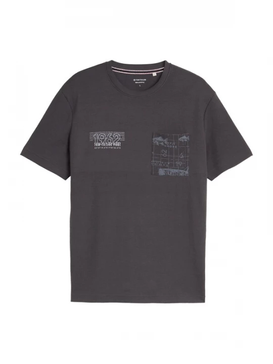 Foto van product TOM TAILOR Shirt lichtgrijs / donkergrijs / wit